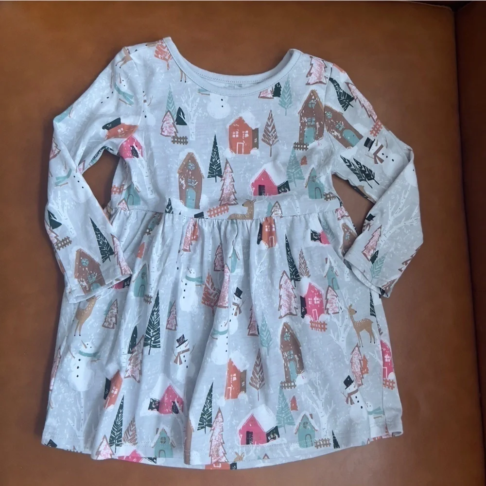 Garanimals Toddler Girl Sz 18m Winterland Long Sleeve Dress Grey Multicolored